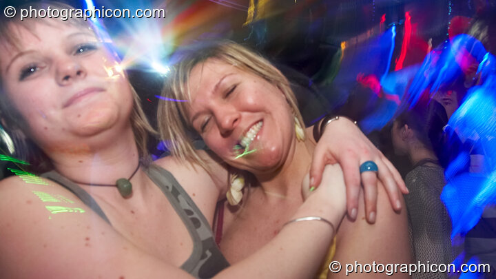Two women dance in the Main room at the Liquid Records party. London, Great Britain. © 2007 Photographicon
