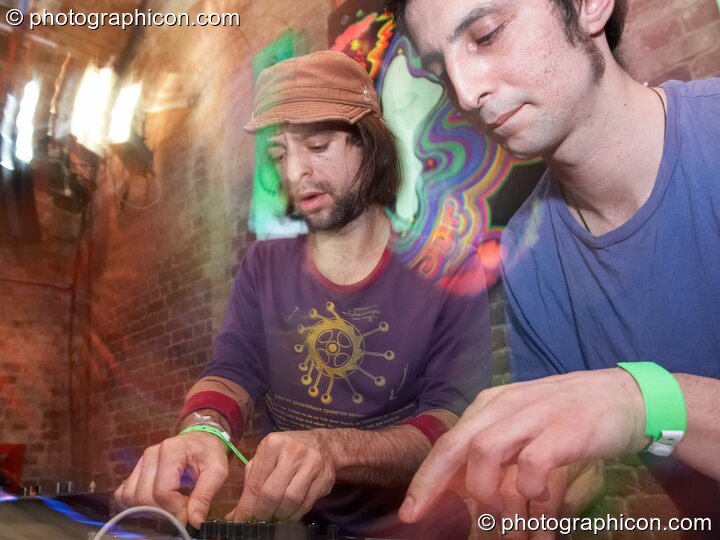 Warp Technique (Dubmission/Wakyo) perform on the Dakini Records & Gandalf's Garden Party stage at Alpha Omega. London, Great Britain. © 2008 Photographicon