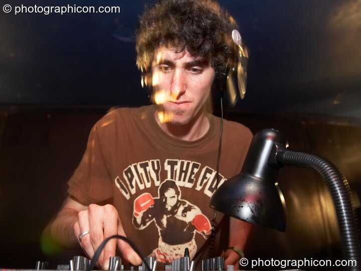 WhipperSlacker (aka Zak Norman, Blood Tribe Records / Future Music) DJs in the Bass Addicts Room at Future Music. London, Great Britain. © 2008 Photographicon