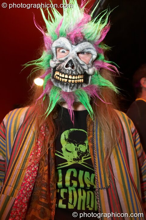 A man in a Halloween mask at Shpongle Live in Concert. London, Great Britain. © 2008 Photographicon