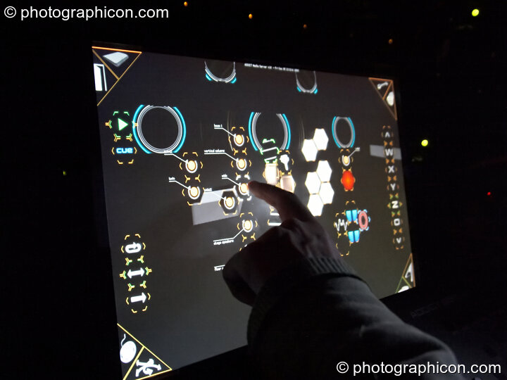 The Pixel Addicts Server and touch-screen controller in action at Fabric's Matter nightclub. London, Great Britain. © 2008 Photographicon