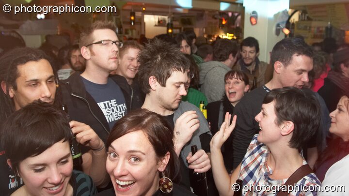 The audience dance to Eat Static performing live at the inSpiral Lounge in London. Great Britain. © 2009 Photographicon