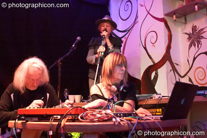 Daevid Allen, Gilli Smyth, and Miquette Giraudy perform at Gong Poesy Electrique at inSpiral Lounge 21/08/2009. London, Great Britain. © 2009 Photographicon