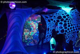 The Psytrance room decordated by Global Village at the Haiti Appeal Party 09/04/2010. London, Great Britain. © 2010 Photographicon