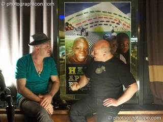 Carlo Rossi interviews Laughing Buddha on video at the Haiti Appeal Party 09/04/2010. London, Great Britain. © 2010 Photographicon