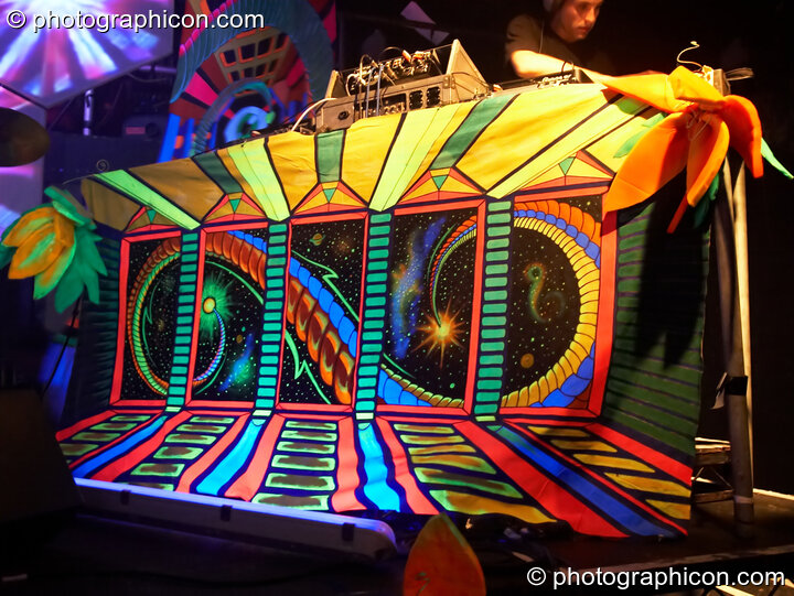 Decor on the Psycle stage at The Synergy Project. London, Great Britain. © 2006 Photographicon