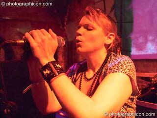Kamunika performs vocal accompaniment to DJg on the Kalahari stage at The Synergy Project. London, Great Britain. © 2007 Photographicon