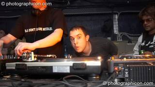 Freshold & Mancini DJing on the Archangel stage at The Synergy Project. London, Great Britain. © 2007 Photographicon