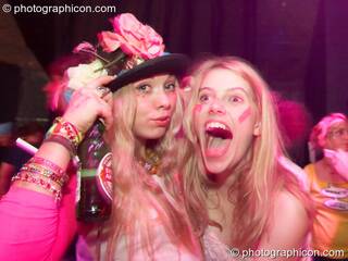 Two woman enjoy the party in the Liquid Records space at The Synergy Project. London, Great Britain. © 2007 Photographicon