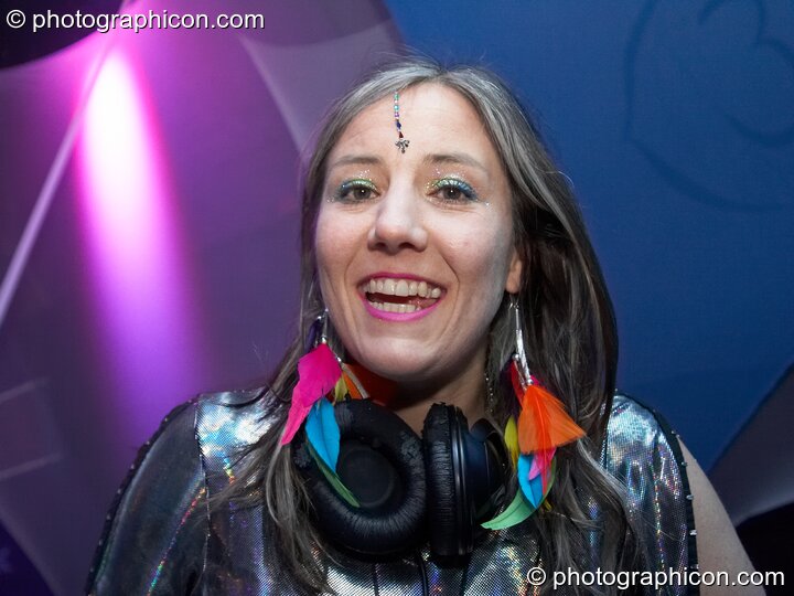 Rainbow Becs DJs in the Galactic Fantastic room at The Synergy Project. London, Great Britain. © 2008 Photographicon