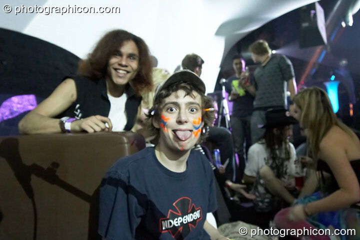 A man pulls a face in the Folktronica room at The Synergy Project. London, Great Britain. © 2008 Photographicon