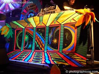 Decor on the Psycle stage at The Synergy Project. London, Great Britain. © 2006 Photographicon