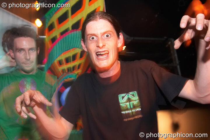 Leon and EVP of RealityGrid become wild things while performing on the Psycle stage at The Synergy Project. London, Great Britain. © 2006 Photographicon
