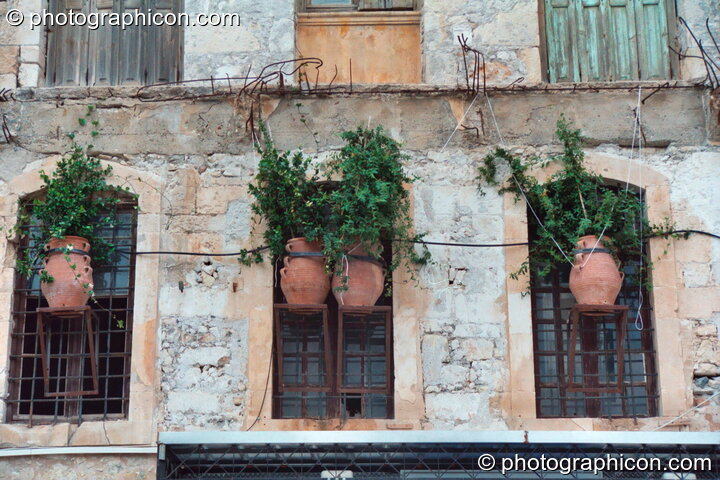 Buildings above street level in Rethymno. Greece. © 2002 Photographicon