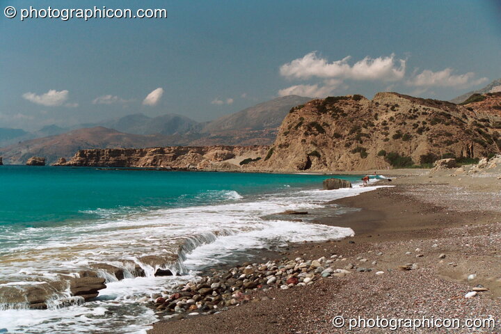 View of the sea from the beach at Agios Pavlos. Greece. © 2002 Photographicon