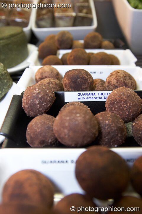 Guarana truffles for sale in the inSpiral Lounge organic cafe and multimedia venue. London, Great Britain. © 2008 Photographicon