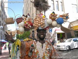 A man wearing a hat made of eggs, Cape Town - Western Cape, South Africa. © 2005 Photographicon
