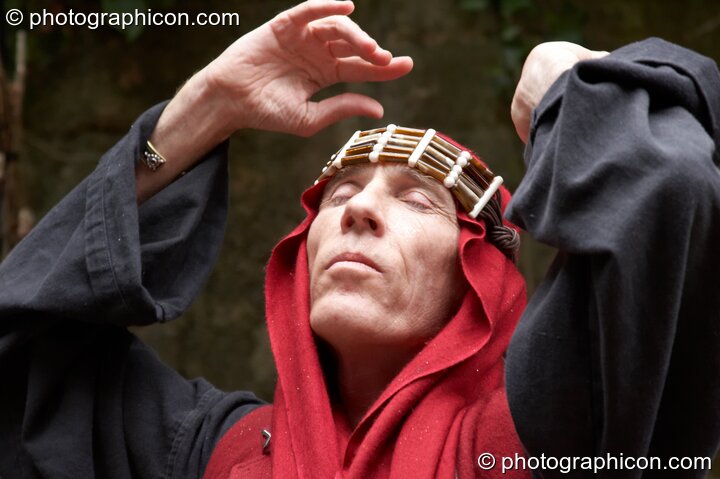 A man performs a ritual dance to Mary Magdelene &amp; Yeshua at the Feast of the Magdalene. Glastonbury, Great Britain. © 2005 Photographicon