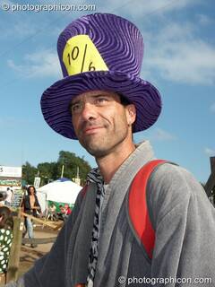 A man in a velvet top hat at Big Green Gathering 2007. Burrington, Cheddar, Great Britain. © 2007 Photographicon