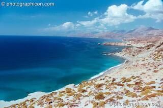 View of the sea from above the beach at Agios Pavlos. Greece. © 2002 Photographicon