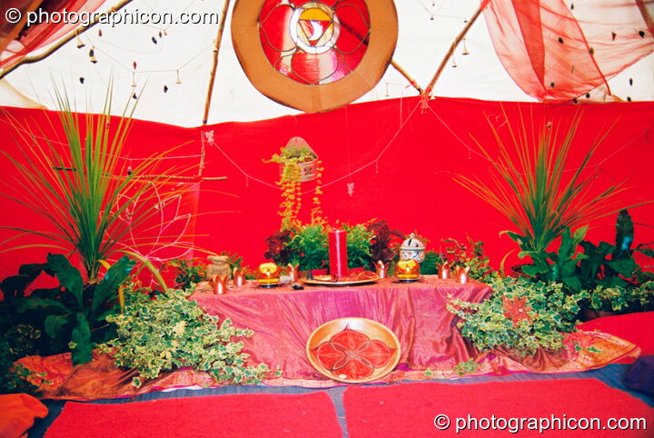 A shrine at Big Green Gathering 2003. Cheddar, United Kingdom. © 2003 Photographicon