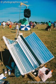 Solar powered coffee maker at Big Green Gathering 2003. Cheddar, United Kingdom. © 2003 Photographicon