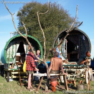 Wagon life at Big Green Gathering 2005. Burrington, Cheddar, United Kingdom. © 2005 Photographicon