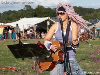 Rapunzel M.A.P playing an open spot at Big Green Gathering 2005. Burrington, Cheddar, United Kingdom. © 2005 Photographicon