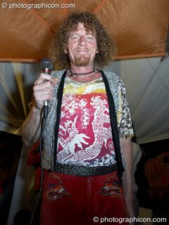 A musicians jams at Big Green Gathering 2005. Burrington, Cheddar, United Kingdom. © 2005 Photographicon