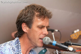 Mark Robson of Kangaroo Moon playing on the Small World stage at Big Green Gathering 2006. Burrington, Cheddar, United Kingdom. © 2006 Photographicon