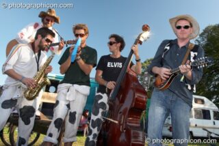 The Mad Cows perform in the Gamma Field at Big Green Gathering 2007. Burrington, Cheddar, United Kingdom. © 2007 Photographicon