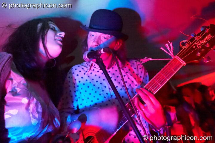 The Glitzy Baghags perform on the Small World Solar Stage at Big Green Gathering 2007. Burrington, Cheddar, United Kingdom. © 2007 Photographicon