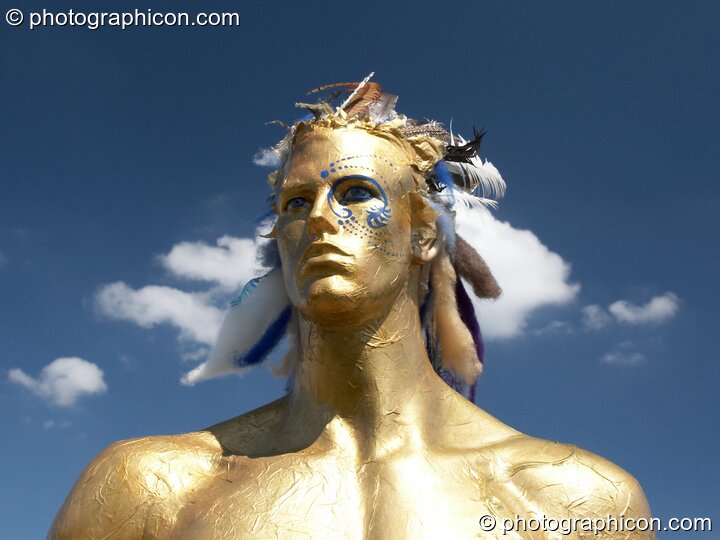 Statue shrine to the Sun God and Moon Goddess in the Elemental Garden, part of the Healing Field at Big Green Gathering 2007. Burrington, Cheddar, United Kingdom. © 2007 Photographicon