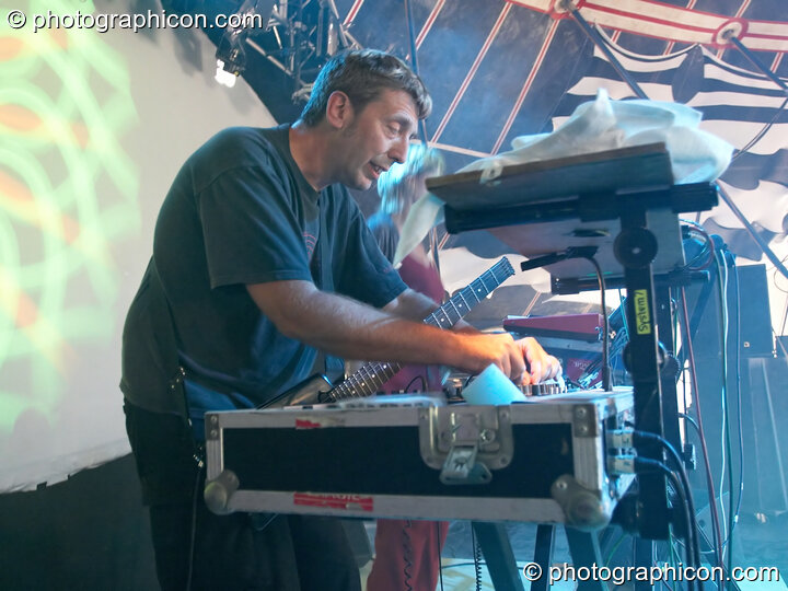 Steve Hillage of System 7 on the Main Stage at Glade Festival 2005. Aldermaston, United Kingdom. © 2005 Photographicon