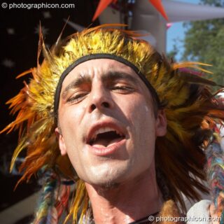 Sedek dances in colourful costume by the Origin Stage at Glade Festival 2006. Aldermaston, United Kingdom. © 2006 Photographicon