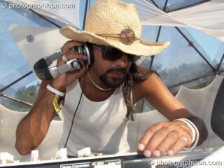 Pathaan DJing in the IDSpiral dome at Glade Festival 2006. Aldermaston, United Kingdom. © 2006 Photographicon