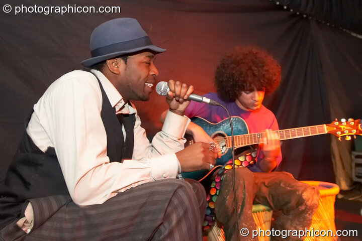 David J and Dan Clarke perform on the Chai Wallah stage at Glade Festival 2007. Aldermaston, United Kingdom. © 2007 Photographicon
