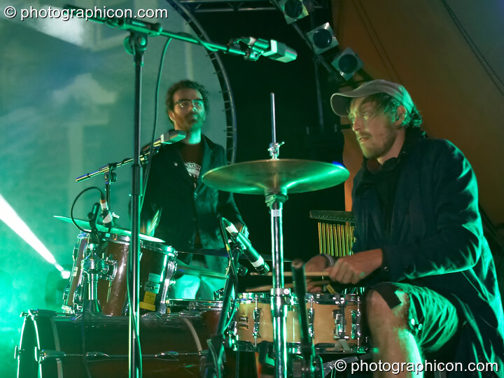 Mikael Simpson and Henrik Vibskov of Trentemoller (Poker Flat Recordings) perform on the Glade Stage at Glade Festival 2007. Aldermaston, United Kingdom. © 2007 Photographicon