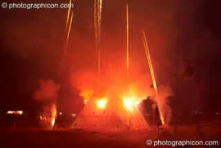 The Fire Show and burning of the pyramid at Glade Festival 2011. King's Lynn, United Kingdom. © 2011 Photographicon
