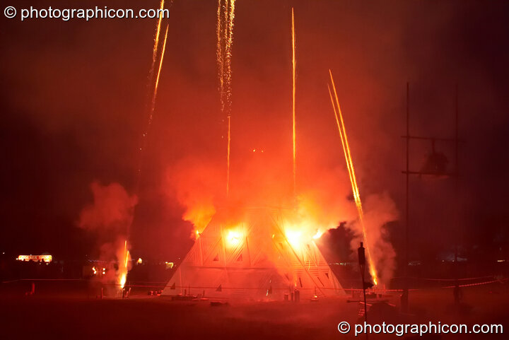 The Fire Show and burning of the pyramid at Glade Festival 2011. King's Lynn, United Kingdom. © 2011 Photographicon