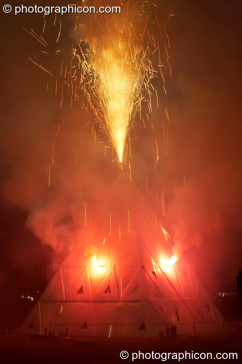 The Fire Show and burning of the pyramid at Glade Festival 2011. King's Lynn, United Kingdom. © 2011 Photographicon