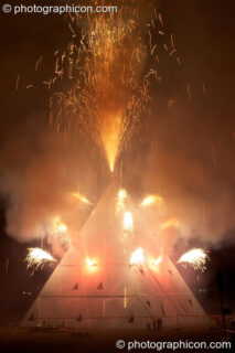 The Fire Show and burning of the pyramid at Glade Festival 2011. King's Lynn, United Kingdom. © 2011 Photographicon
