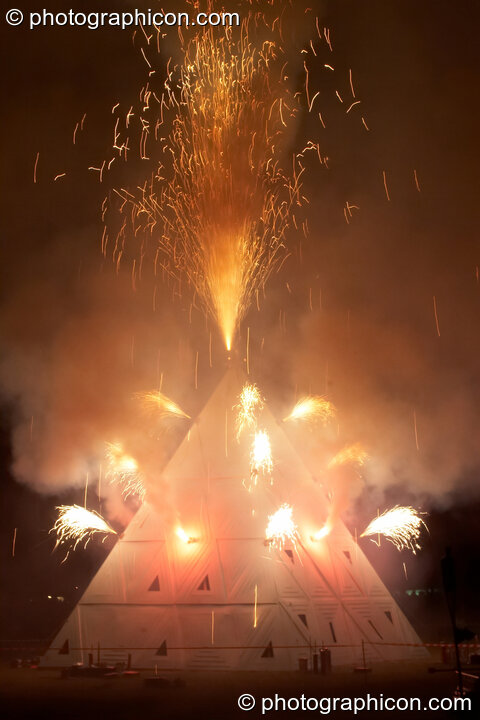 The Fire Show and burning of the pyramid at Glade Festival 2011. King's Lynn, United Kingdom. © 2011 Photographicon
