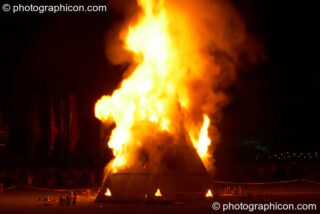 The Fire Show and burning of the pyramid at Glade Festival 2011. King's Lynn, United Kingdom. © 2011 Photographicon