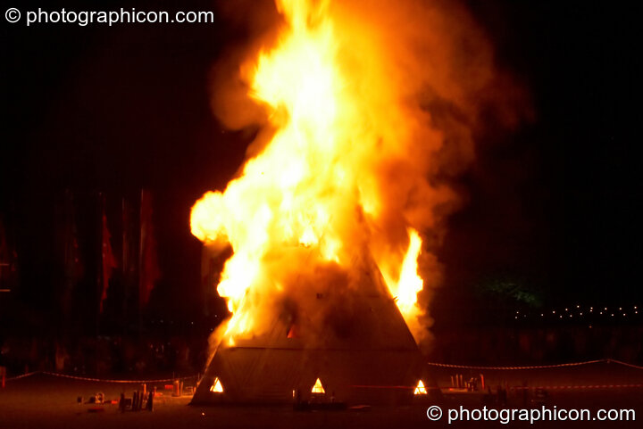 The Fire Show and burning of the pyramid at Glade Festival 2011. King's Lynn, United Kingdom. © 2011 Photographicon