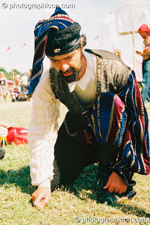 The Theatre of Now perform Romeo and Juliet in the Green Futures field at Glastonbury Festival 2003. Pilton, United Kingdom. © 2003 Photographicon