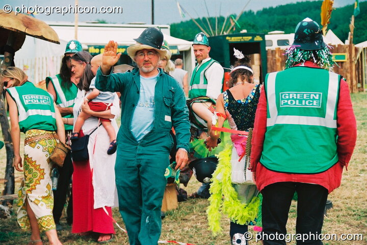 Des Kay, founder of the Green Police, at Glastonbury Festival 2003. Pilton, United Kingdom. © 2003 Photographicon