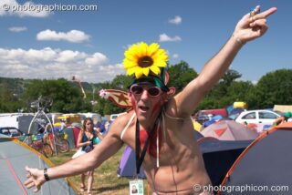 Man in costume from the Green Police at Glastonbury Festival 2004. Pilton, United Kingdom. © 2004 Photographicon