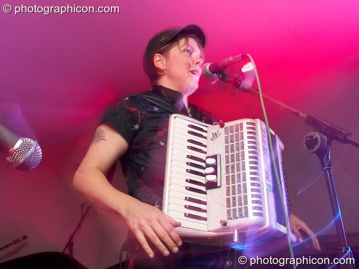 A female singer performs on the Small World Solar Stage at Glastonbury Festival 2007. Pilton, United Kingdom. © 2007 Photographicon