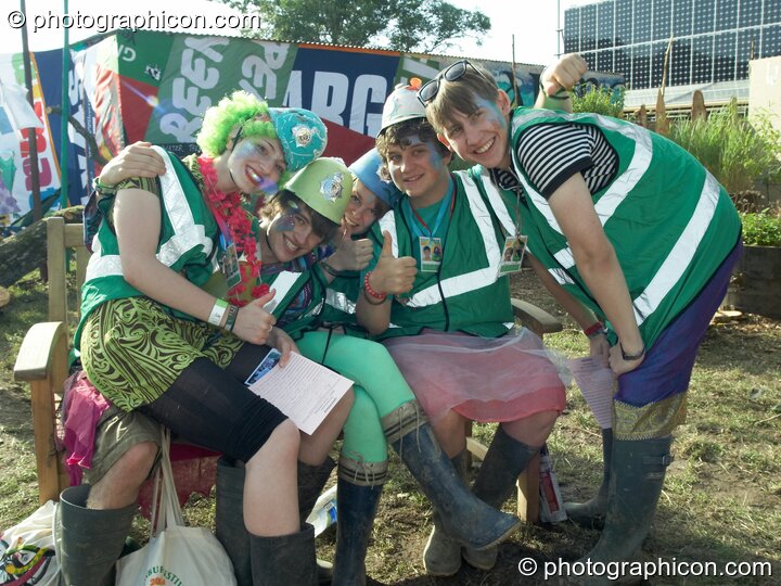 A team of Green Police pose for a photograph at Glastonbury Festival 2008. Pilton, United Kingdom. © 2008 Photographicon
